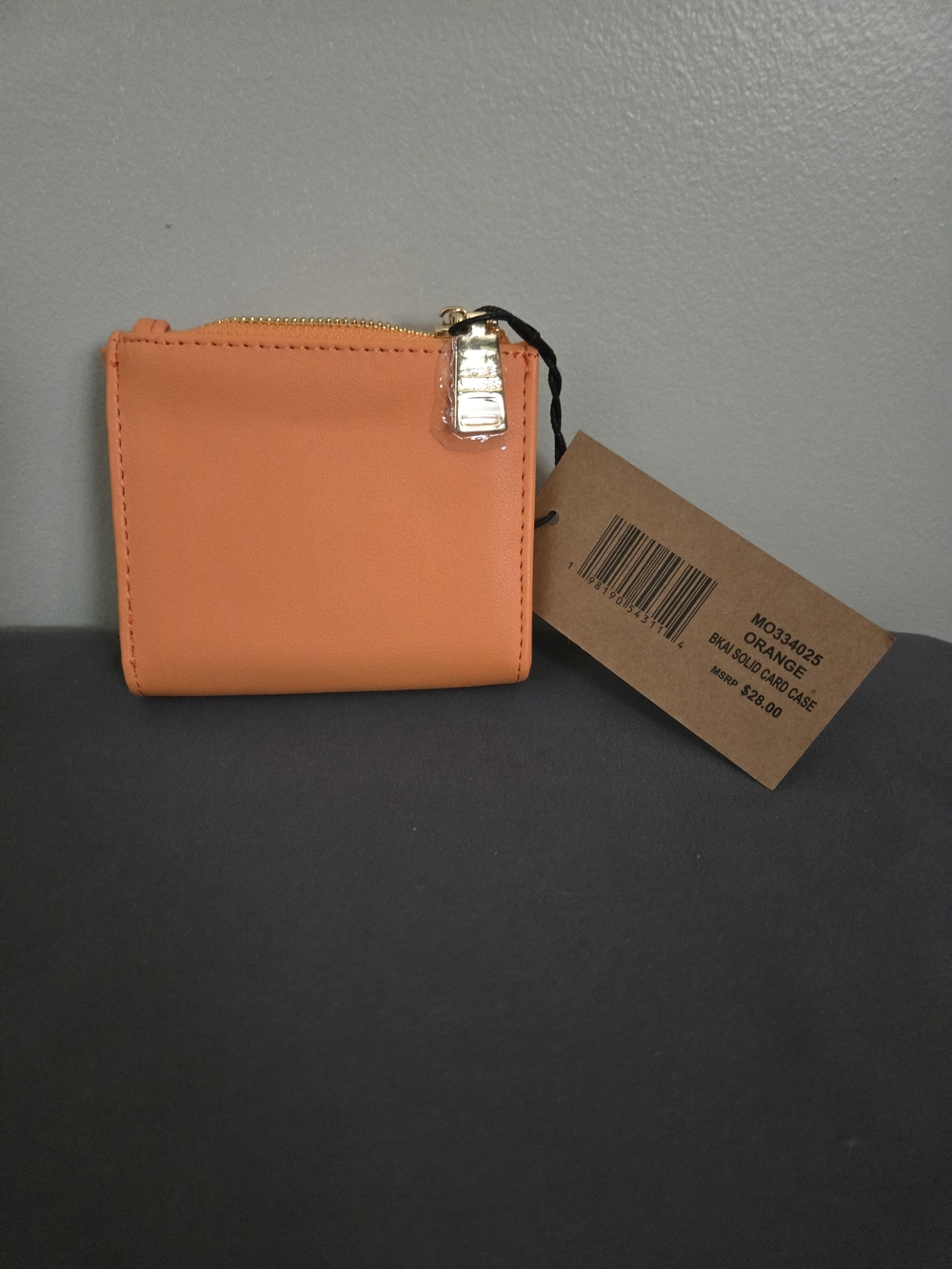 Orange Card Case Wallet with Gold 'SM' Accent - Picture 2 of 4